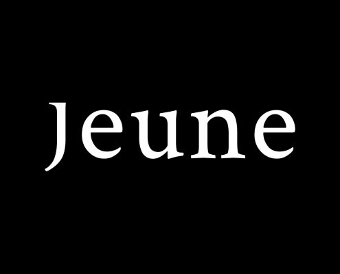 Jeune official square logotype white on black bg